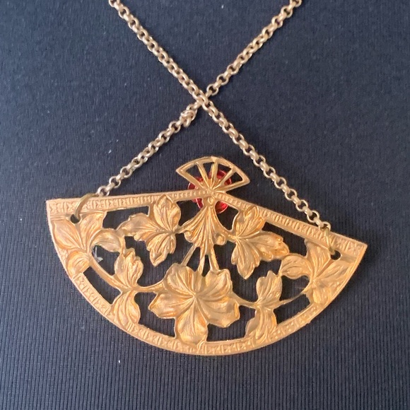 Necklace fan brass filigree - Picture 4 of 9